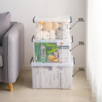 Cetomo set od 3 prozirne kutije za pohranu od 25 litara s poklopcem, spremnici od PP plastike koji se mogu slagati jedan u drugi — slomljen poklopac (stanje: vidi 2. sliku) 10