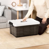 Cetomo 35 l priehľadný čierny úložný box s vekom, rukoväťou a uzatváracími klipmi, 3 kusy, stohovateľný a stohovateľný do seba 4