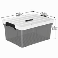Cetomo 35 l priehľadný čierny úložný box s vekom, rukoväťou a uzatváracími klipmi, 3 kusy, stohovateľný a stohovateľný do seba 3