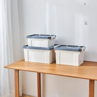 Cutie de depozitare din plastic Cetomo de 35 litri cu capac și mânere, albă, stivuibilă și modulară, set de 4 bucăți 4