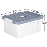 Cutie de depozitare din plastic Cetomo de 35 litri cu capac și mânere, albă, stivuibilă și modulară, set de 4 bucăți 3