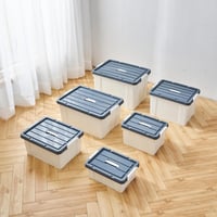 Cutie de depozitare din plastic Cetomo de 35 litri cu capac și mânere, albă, stivuibilă și modulară, set de 4 bucăți 7