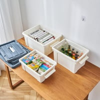 Cutie de depozitare din plastic Cetomo de 35 litri cu capac și mânere, albă, stivuibilă și modulară, set de 4 bucăți 6