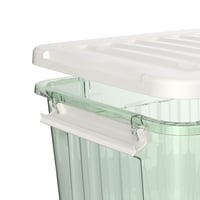 Cetomo 80L Átlátszó Zöld Műanyag Tárolódoboz Kerekekkel és Fedéllel, Egymásba Rakható és Staplható, 4 db 4