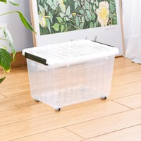 Priehľadný plastový úložný box Cetomo C5037 s vekom a kolieskami, stohovateľný, 35 l, súprava 3 ks 5