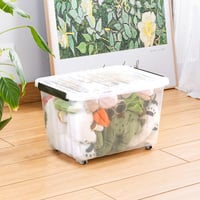 Priehľadný plastový úložný box Cetomo C5037 s vekom a kolieskami, stohovateľný, 35 l, súprava 3 ks 8