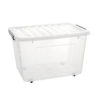 Priehľadný plastový úložný box Cetomo C5037 s vekom a kolieskami, stohovateľný, 35 l, súprava 3 ks 4