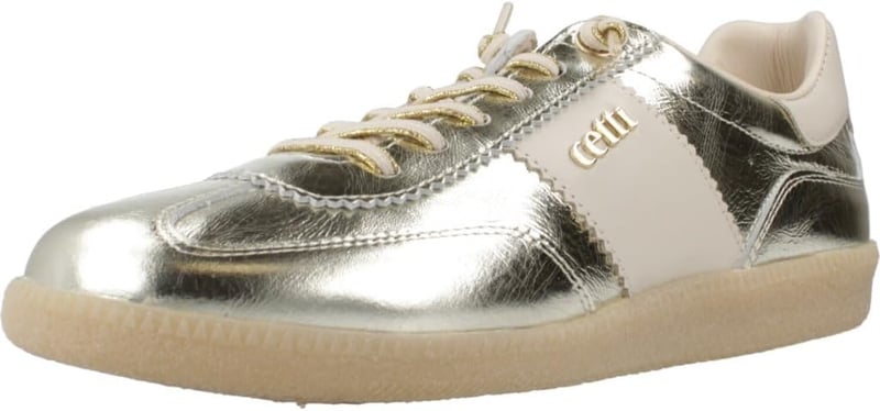 CETTI LUXSPORTIVESHOES női fűzős bőr sneaker C1385 36 EU platina színű pezsgő tónussal