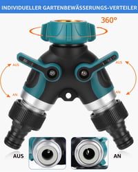 Distribuitor robinet de grădină cu 2 căi Cexovo, adaptor distribuitor apă 3/4 inch, distribuitor furtun pentru irigarea grădinii, conector distribuitor apă 4