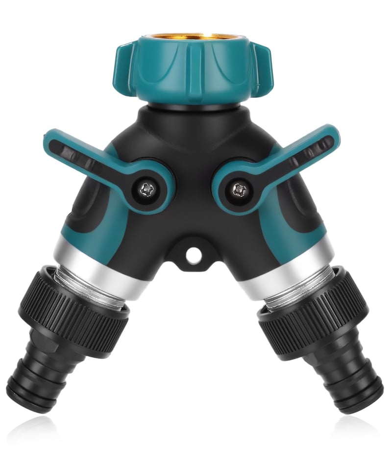 Distribuitor robinet de grădină cu 2 căi Cexovo, adaptor distribuitor apă 3/4 inch, distribuitor furtun pentru irigarea grădinii, conector distribuitor apă