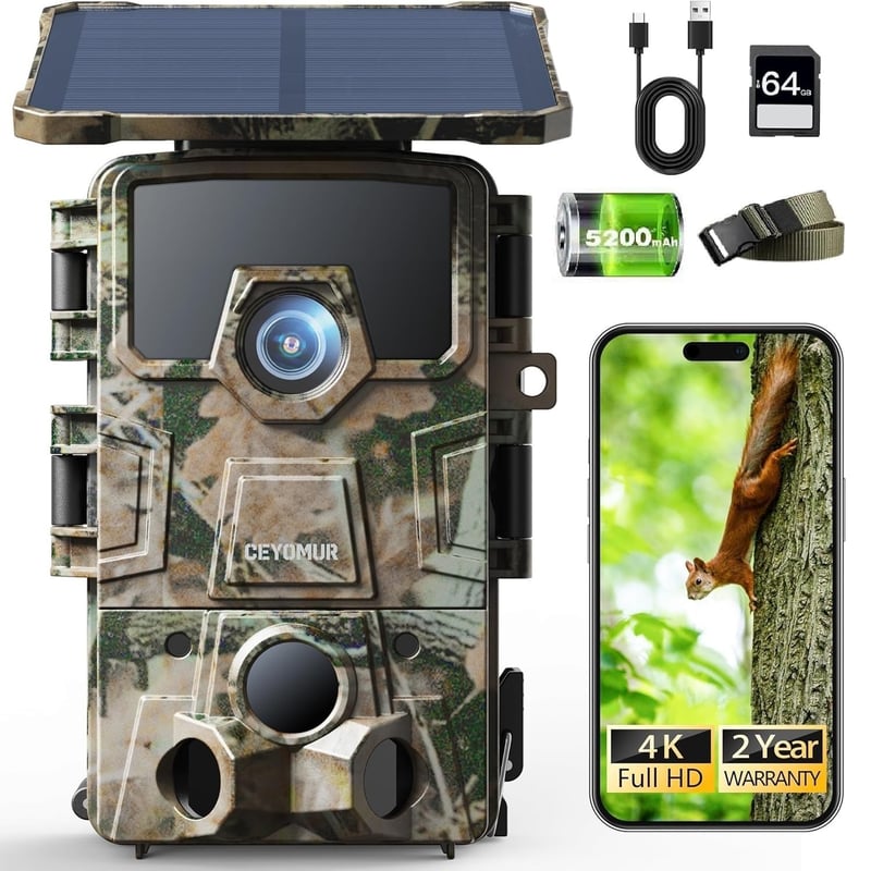 Cameră de monitorizare (wildlife) CEYOMUR 4K 30fps WiFi, 46MP, detectare 120°, vedere nocturnă, IP66