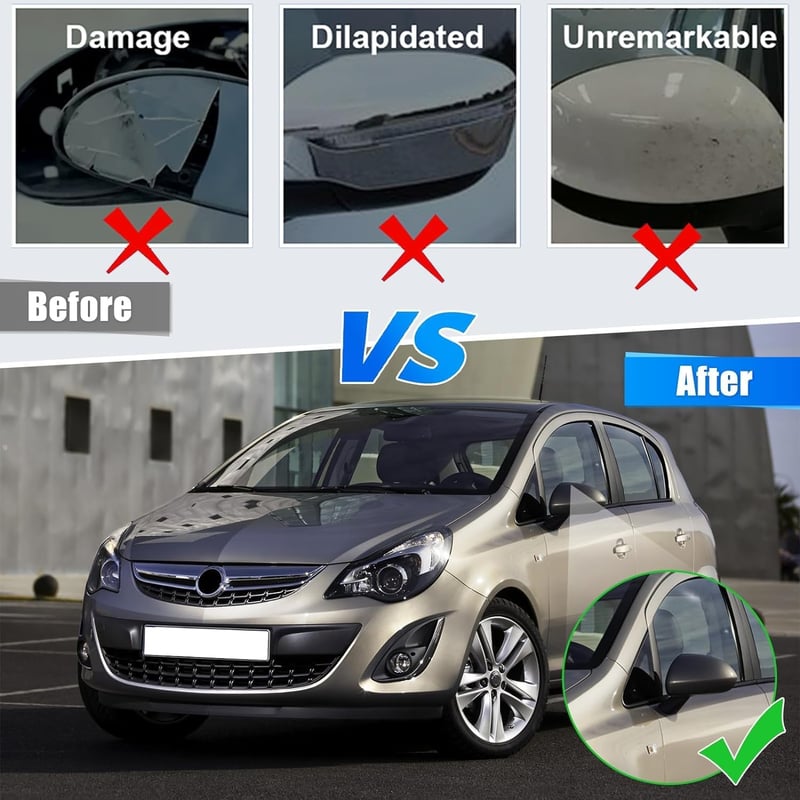 Opel Corsa D/E fényes fekete tükörborítás 2006-2019 modellekhez