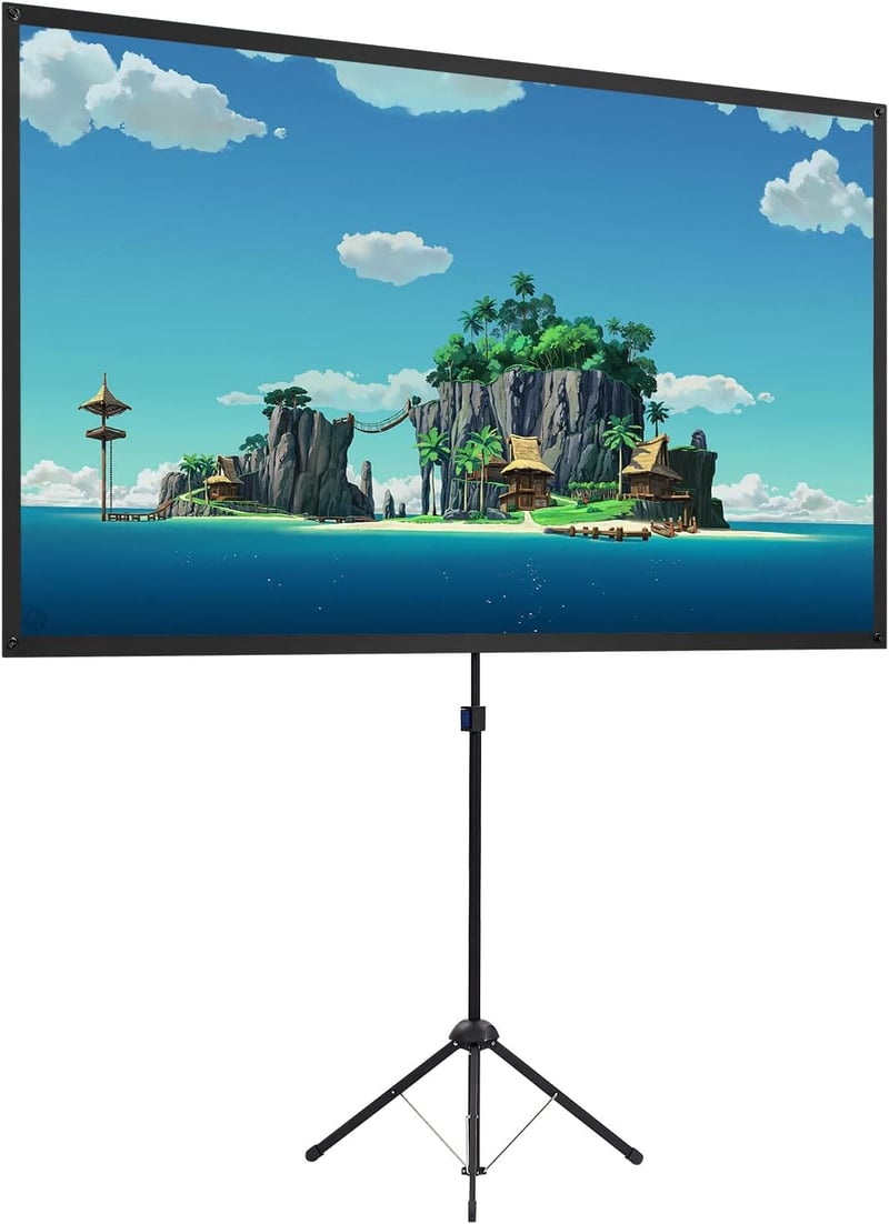 excelimage Hordozható Vetítővászon Állvánnyal 100" (227x131cm) - 16:9 Méretarány, 4K HD Minőség, Könnyű Összecsukható Tripod, Kültéri/Beltér