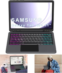 Samsung Galaxy Tab A9+ tok QWERTZ billentyűzettel - 7 színű háttérvilágítás, trackpad, állvány (11") 3