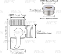 KES BRASS M22 x M24 Csaptelepváltó Konyhai és Fürdőszobai Csapokhoz, Krómozott Sárgaréz, Tartós Kivitel, 90 Fokos Elforgatható 3