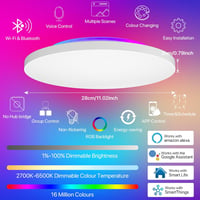 LUTW 24W RGB LED mennyezeti lámpa, okos, távirányítós, Alexa kompatibilis, 28cm 2