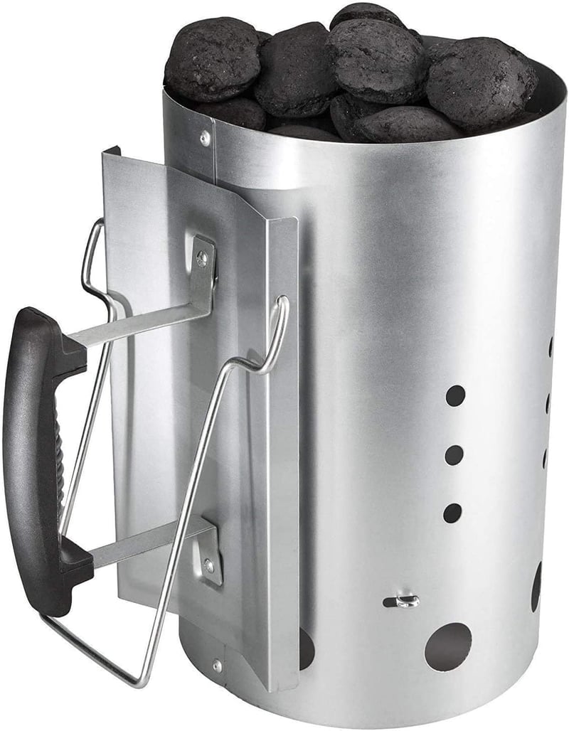 GFTIME Grillgyújtó Kémény 30,5 cm - Weber 7416 Kompatibilis Faszén Begyújtó, Hőálló Fogantyúval, Kültéri Grillezéshez