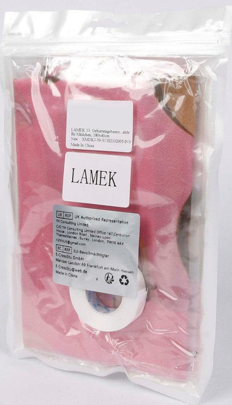 Rózsaszín Arany "13" Születésnapi Zászló Lányoknak - Elegáns Parti Dekoráció