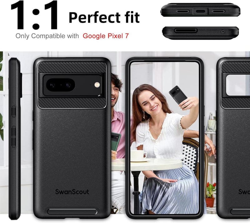 Google Pixel 7 Ütésálló Fekete Védőtok - SwanScout Dupla Rétegű