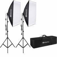 Fotostúdiová sada GEEKOTO Softbox 50x70 cm, 2x85W s päticou E27 a statívom, neúplná (1 žiarovka – chýbajúca žiarovka (stav: pozri 2. obrázok) 1