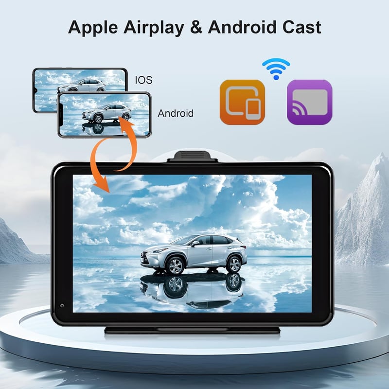 Rimoody Vezeték Nélküli CarPlay és Android Autórádió, 7" Érintőképernyős, Dual Bluetooth, FM Adó, Hangvezérlés, AUX/USB/TF, 7-32V