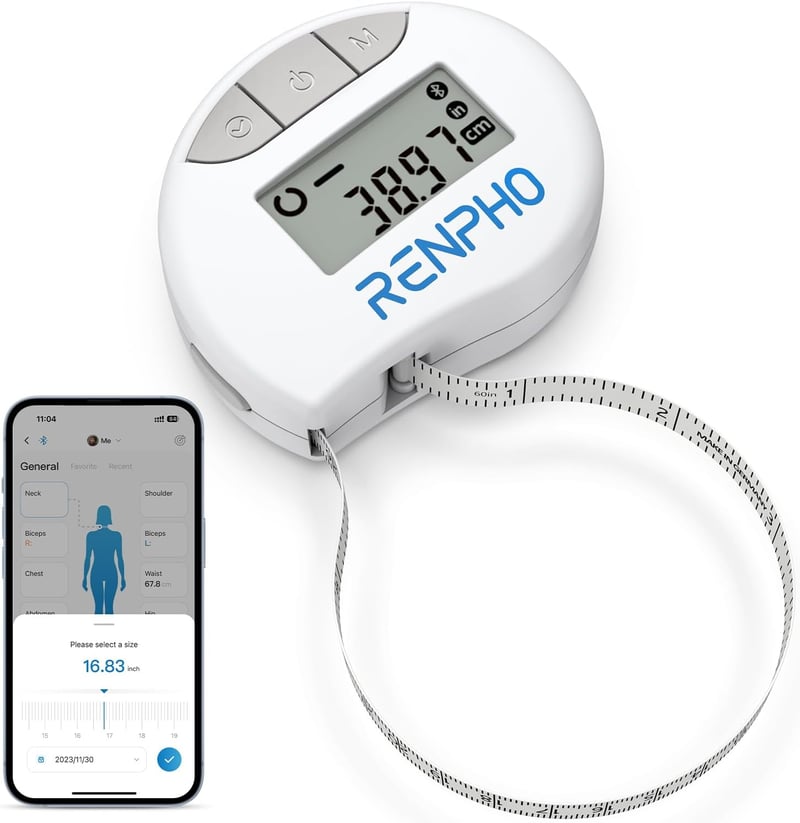 RENPHO Okos Testmérő Szalag Bluetooth-szal - Bicepsz, Mell, Csípő Mérésére CM/Inch