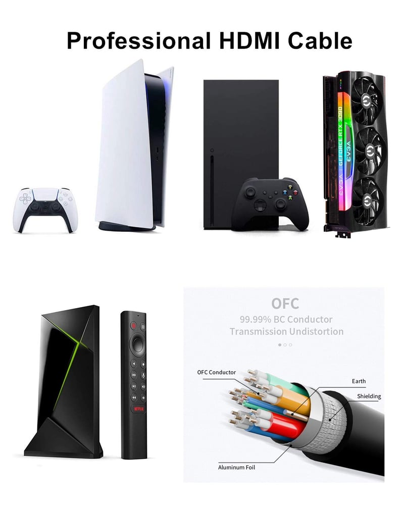 Ubluker 8K HDMI 2.1 kábel 1m - 48Gbps, 144Hz, eARC, PS5/Xbox kompatibilis