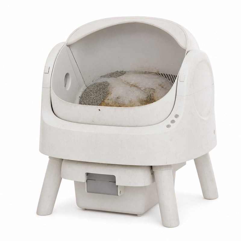 Litieră Autocurățătoare pentru Pisici PetPivot, Design Deschis — pentru piese/dezmembrări: stare foarte uzată (stare: vezi a 2-a poză)