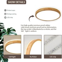 WayLuoung Fa LED Mennyezeti Lámpa 60cm - Szabályozható 3000-6000K 48W Kerek Világítás Távirányítóval - Nappali, Hálószoba, Gyerekszoba, Kony 5