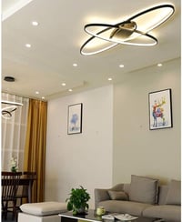 minifair Ovális LED Mennyezeti Lámpa - Fekete Távirányítós Dimmelhető Csillár 48W 4300lm Nappali, Hálószoba, Étkező és Konyha Világításhoz 3