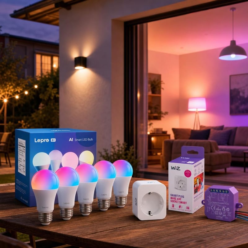 Pachet Smart Home: 4x Bec E27 WiFi/BT + Priză inteligentă cu monitorizare + Releu inteligent