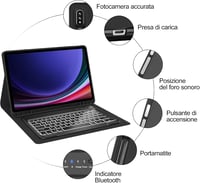 FOGARI Bluetooth Billentyűzet Samsung Galaxy Tab S9 Ultra 5G 14,6" Tablethez - Levehető Mágneses Tok 7 Színű Háttérvilágítással, Fekete 7