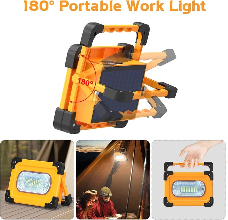 Stone Banks 80W Napelemes LED Munkalámpa 4 Üzemmóddal - 11000 mAh USB Akkumulátor, IP65 Vízálló, Mágneses, 5000 Lumen - Autószereléshez, Kem