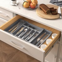 Lifewit Kihúzható Evőeszköztartó Fiókba - 33-57 cm Állítható Méretű Műanyag Konyhai Rendszerező Kanál, Villa, Kés Tárolására - 8 Rekeszes Sz 9