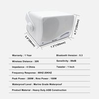 Herdio 3,5" Bluetooth Kültéri Hangszórópár, 200W, 3-Utas, Vízálló, Falra Szerelhető, Hajóra, Teraszra, Kertbe - Fehér 15