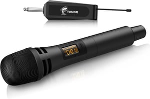 TONOR vezeték nélküli kézi dinamikus mikrofon vevővel 60 m hatótáv erősítő PA karaoke esküvő konferencia fekete TW310