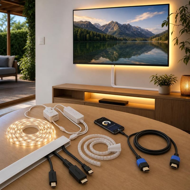 LED set za organizaciju kabela: mDP-HDMI + kanalice + 10m HDMI + 2 spirale + 6m WiFi LED + 24V napajanje
