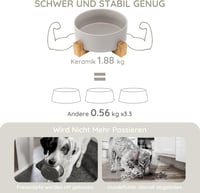 SpunkyJunky Nagy Kerámia Kutyatál Bambusz Állvánnyal - 1,8L, Szürke 3
