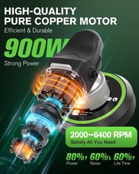 Ginour Excentrikus Polírozó 900W - 6 Sebességfokozat, 5 Polírozó Szivaccsal, Levehető D-Fogantyúval, 4,5m Kábel, Autó, Hajó, Motor Polírozás 2