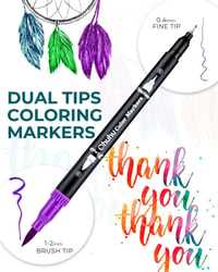 Ohuhu 160 darabos kétoldalú filctoll készlet - Brush pen és vékony hegyű, vízalapú, kalligráfiához, rajzoláshoz 3