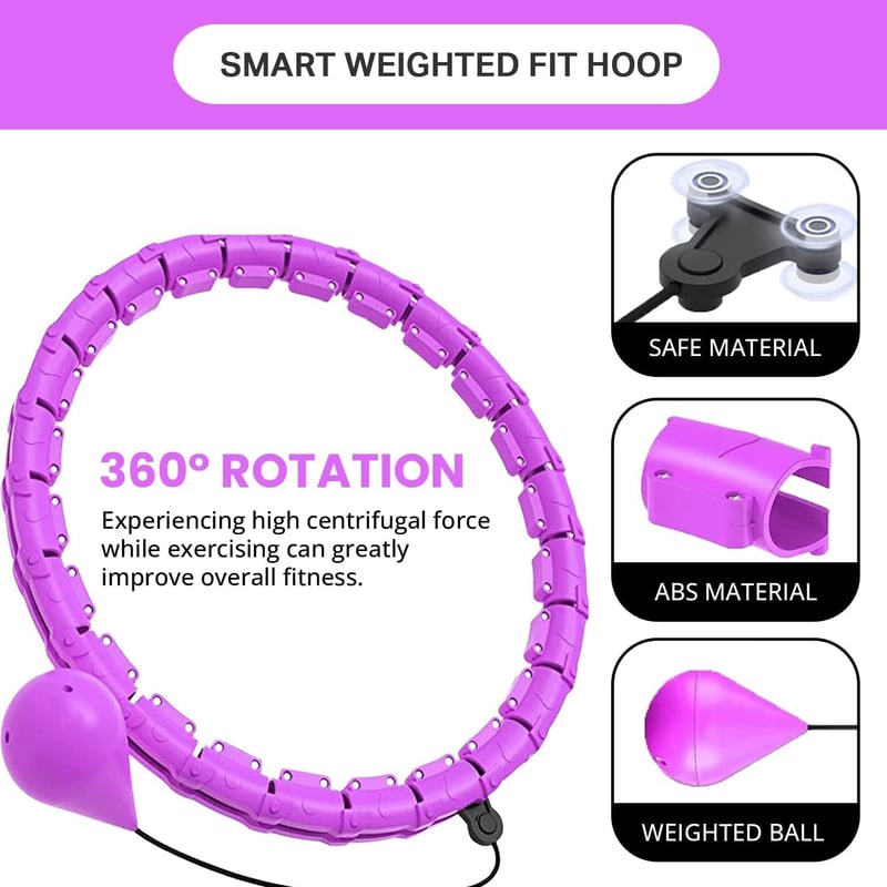 Smart Hula Hoop Felnőtteknek - Leesés Nélküli, Súlyozott Masszázs Karika Fogyáshoz, 24 Levehető Elem