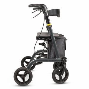 Rolátor a nákupný vozík so sedadlom Carlett Comfort Assist, tmavosivý — chybný, čiastočne funkčný: jedna brzda je poškodená