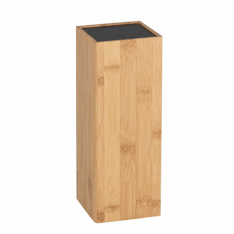 Suport pentru perie WC WENKO Padua din bambus, design închis, fără perie WC inclusă, 10 x 38 x 10 cm, culoare natur/negru - ca nou (stare: vezi a 2-a imagine)