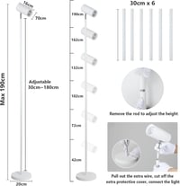 Rayofly 20W Teljes Spektrumú LED Növénylámpa, Állítható Magasságú Beltéri Növényvilágítás Időzítővel 4/8/12H, Fehér Növénynevelő Lámpa Csere 5