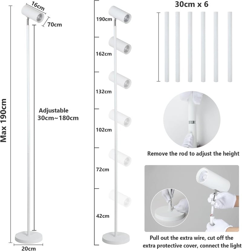 Rayofly 20W Teljes Spektrumú LED Növénylámpa, Állítható Magasságú Beltéri Növényvilágítás Időzítővel 4/8/12H, Fehér Növénynevelő Lámpa Csere
