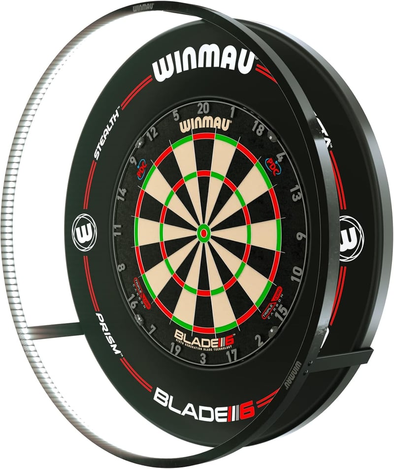 Iluminare și Accesorii Winmau Plasma Darts - Sistem de iluminare profesional din aluminiu pentru darts, pentru adulți, Negru, 74 cm
