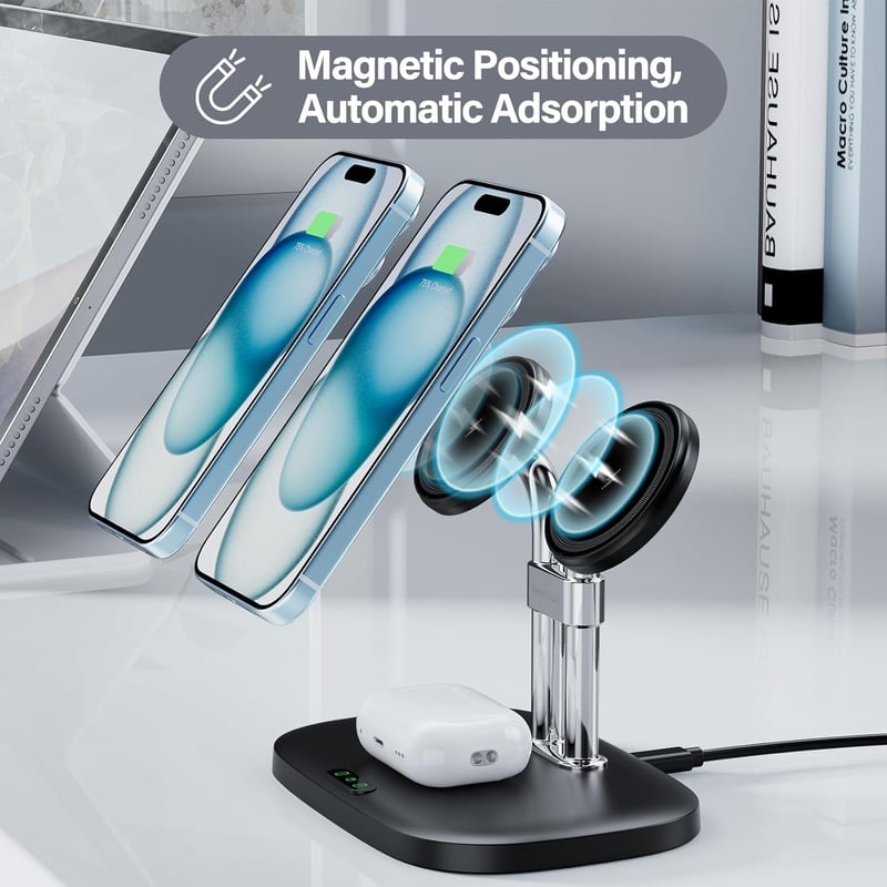 SwanScout 706M Indukciós duőéa Töltőállomás iPhone és Airpods- Vezeték Nélküli MagSafe Dupla Töltő