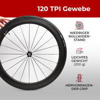 Fincci Összehajtható Országúti Kerékpár Gumi 700x25c - 28" Defektvédelemmel, 120 TPI, Verseny, Gravel, E-Bike és Túrakerékpár Abroncs Szett 16