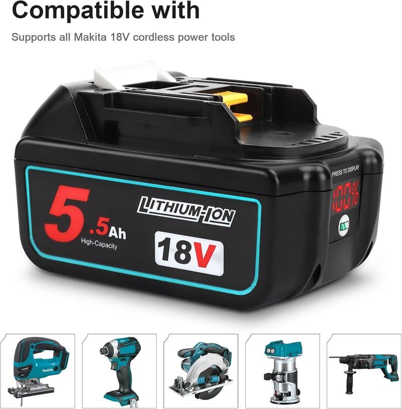 Makita 18V 5.5Ah akkumulátor - 2db BL1850B kompatibilis csereakku