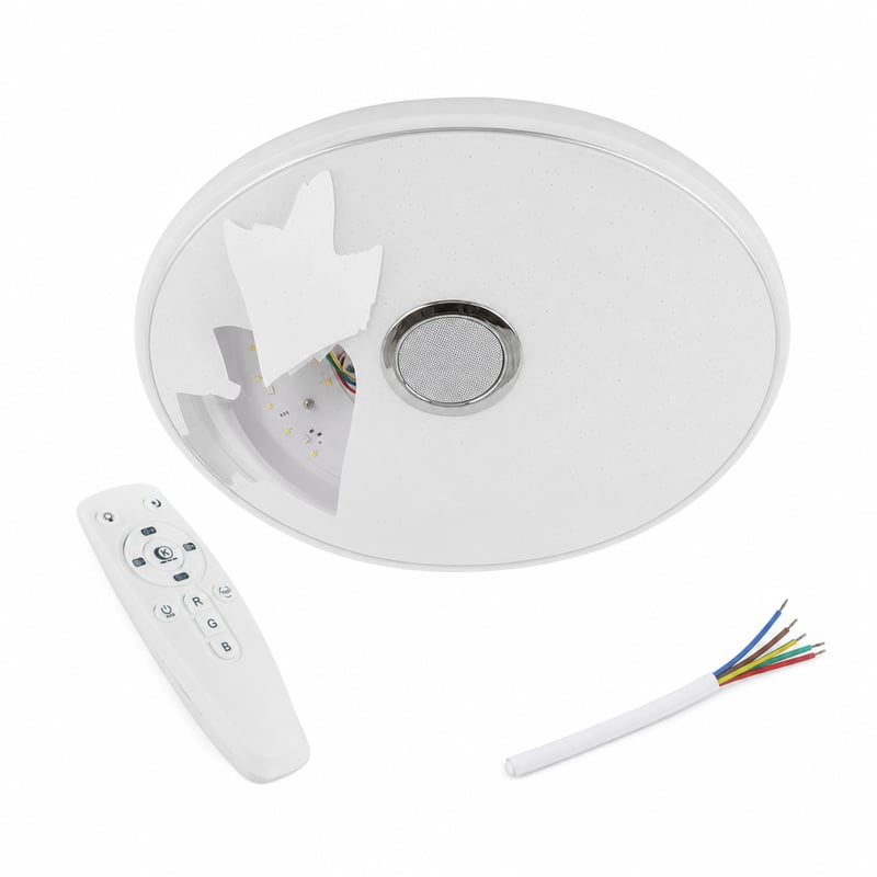 Lampă de tavan LED EGLO Milazzo pentru baie cu telecomandă - Defectă — defectă, funcționează parțial: capac crăpat (stare: vezi a 2-a fotografie)